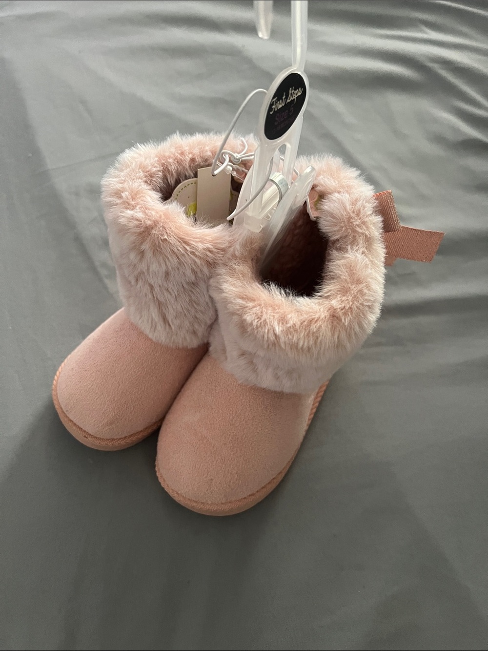Kids Pink Faux-Fur Winter Boots